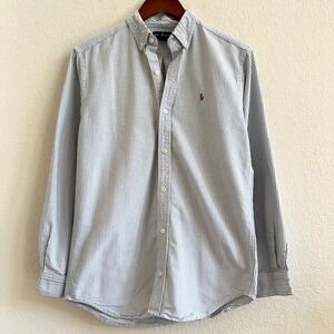 Ralph Lauren 100% Cotton Blue‎ Pinstripe Casual Button Down Shirt Size 20